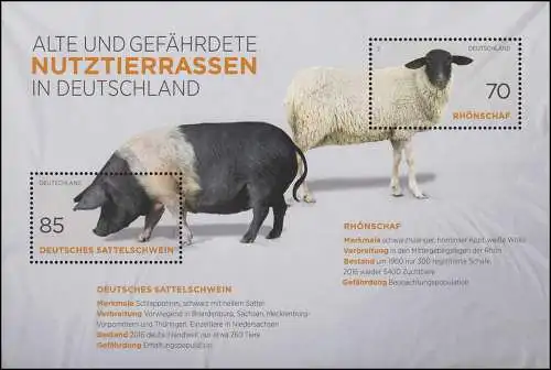 Bloc 81 Races d'animaux d 'élevage: Rhönschäf et Schwein allemand **