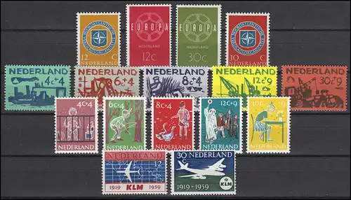 728-743 Niederlande-Jahrgang 1959 komplett, postfrisch