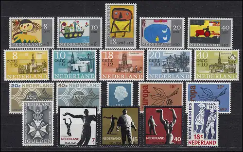 836-855 Niederlande-Jahrgang 1965 komplett mit Block 3, postfrisch
