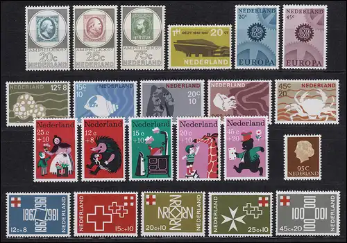 871-892 Niederlande-Jahrgang 1967 komplett mit Block 6, postfrisch