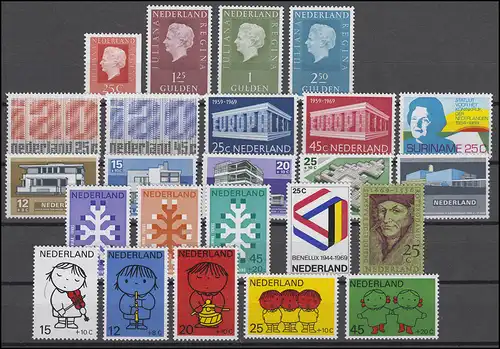 910-933 Niederlande-Jahrgang 1969 komplett mit Block 8, postfrisch **