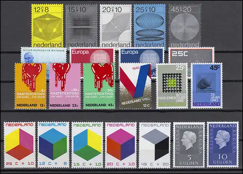 934-955 Pays-Bas, 1970 complet avec bloc 9, frais de port