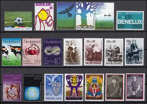 1023-1042 Niederlande-Jahrgang 1974 komplett mit Block 13, postfrisch