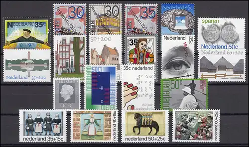 1043-1062 Pays-Bas 1975 complet avec bloc 14, frais de port