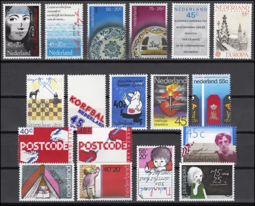 1113-1131 Pays-Bas, 1978 complet avec des blocs 18 et 19, frais de port