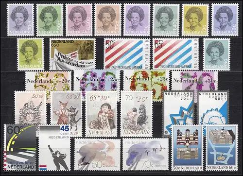 1198-1226 Niederlande-Jahrgang 1982 komplett mit Block 24, postfrisch