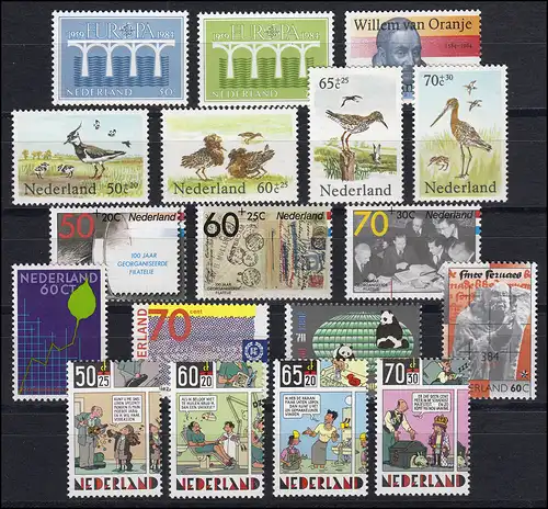 1245-1262 Niederlande-Jahrgang 1984 komplett mit Block 26 und 27, postfrisch
