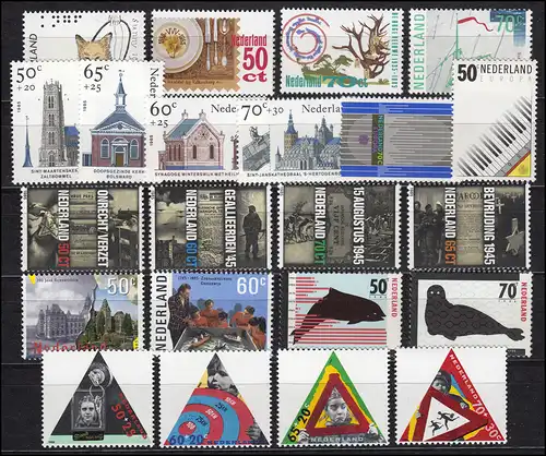 1263-1284 Pays-Bas 1985 complet avec bloc 28, frais de port