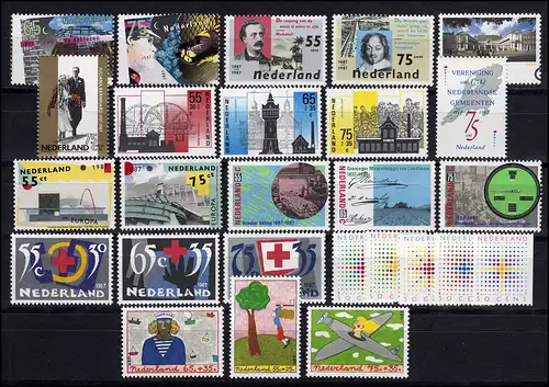 1310-1335 Pays-Bas 1987 complet avec bloc 30, frais de port