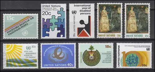 366-390 Nations Unies New York année 1981, complet, frais de port **