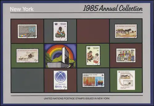 Dossier annuel des Nations unies de New York Souvenir Folder 1985, frais de port **