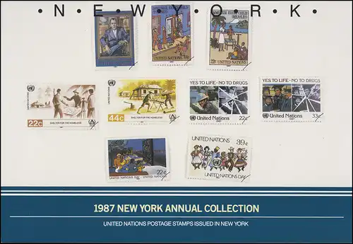 Dossier annuel des Nations unies de New York Souvenir Folder 1987, frais de port **