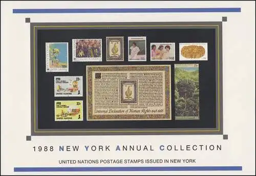 UNO New York Jahressammelmappe Souvenir Folder 1988, postfrisch **