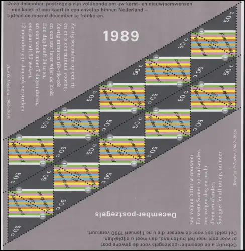 1374 Dezembermarke Kerze 1989 - Kleinbogen, postfrisch **