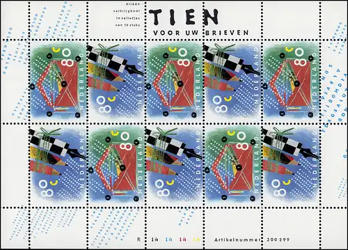 1488-1489A Förderung der Briefschreibens 1993 - Kleinbogen A, postfrisch **
