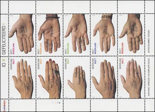 1776-1785 Grußmarken: Hände mit Glückwünschen 2000 - Kleinbogen, postfrisch **