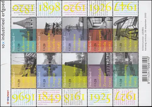 2033-2042 Patrimoine industriel 2002 - Petite feuille, frais de port **