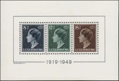 Bloc 7 Luxembourg: Jubilé du Gouvernement Grande-Duc Charlotte 1949.