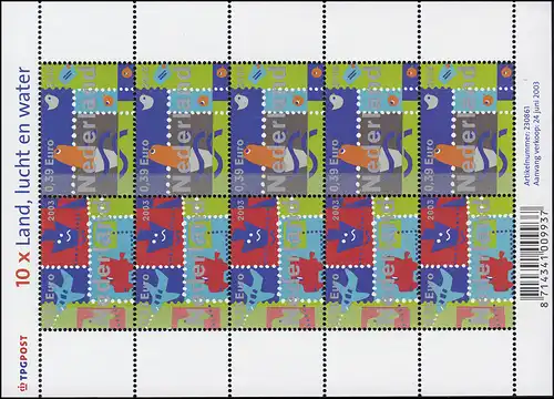 2134-2135 Land, Luft und Wasser 2003 - Kleinbogen, postfrisch **