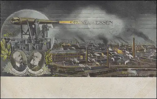 AK Krupp'sche Verschaudenfabrik Salutation de Essen Famille KRupp Kanone ESSEN 19.7.1909