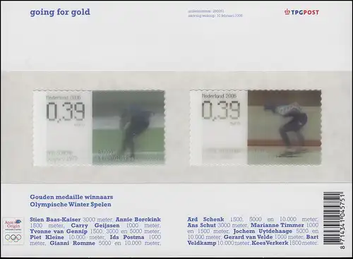 2392-2393 Goldmedaillengewinner von 2006 Olympia auf Folienblatt, MNH / **