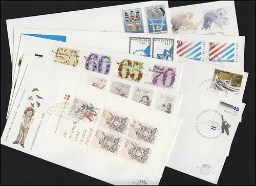 1198-1226 Niederlande-Jahrgang 1982 auf 10 FDC, NVPH-Nummer 198-206 mit Block 24