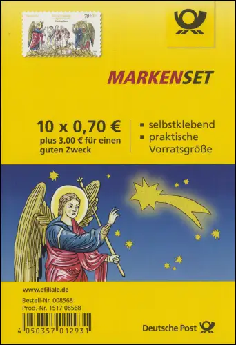 FB 60 Weihnachten 2016: Die Hirten auf dem Feld, Folienblatt mit 10x3268, **