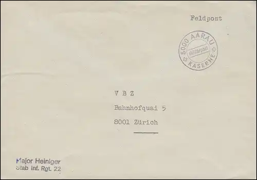 Poste militaire suisse 5000 AARAU Poste militaires KASERNE comme poste de terrain à Zurich