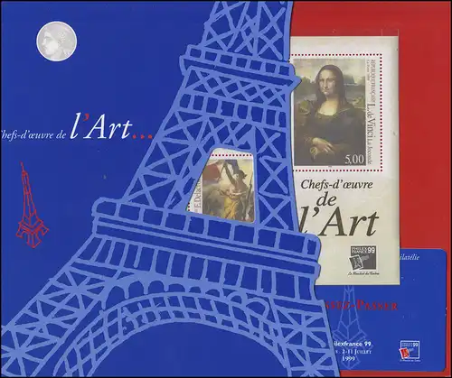 Frankreich Block 20 PHILEXFRANCE 1999 - im Folder Eifelturm Paris, **