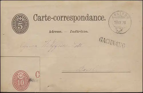 Carte postale P 10 + extrait GA de P 11 Landpost GACCHNANG via JSLICON 19.9.76