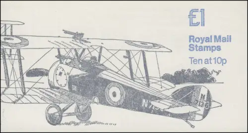 Großbritannien-Markenheftchen O-80 Flugzeug Sopwith Camel JAN 1980, **