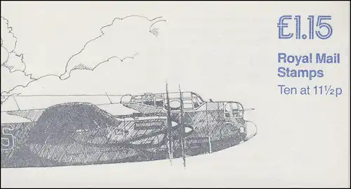 Großbritannien-Markenheftchen O-82 Flugzeug Spitfire Lancaster 1981, **
