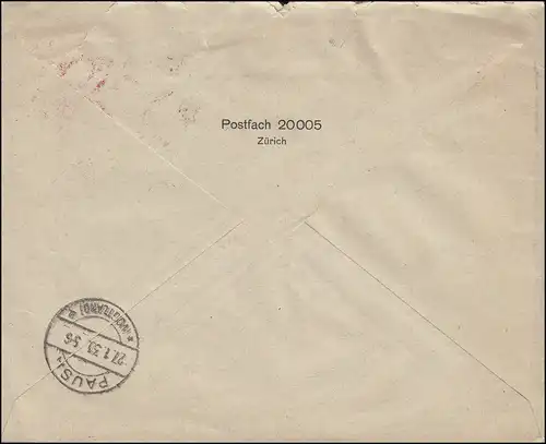 Schweiz R-Brief ZÜRICH 1 - 25.1.30 mit Portostempel 801 Oval 70 n. Pausa/V.