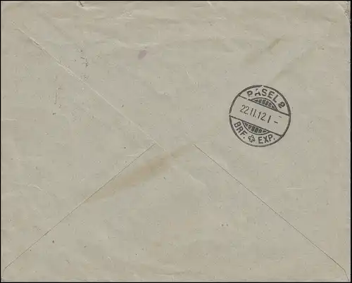 Schweiz Privatumschlag Helvetia 10 C rot Bankverein Suisse BIEL / BIENNE 21.2.12