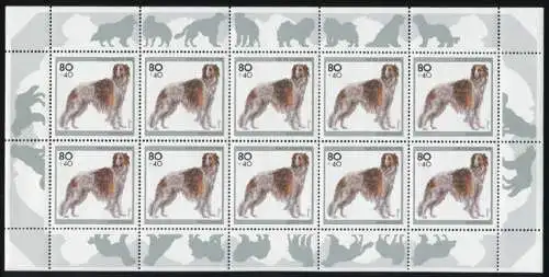 1836I Barsoi - 10er Bogen mit PLF I Punkte unter linker Hinterpfote, Feld 5, **