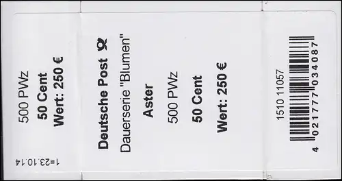 2463 Aster 50 Banderole / Aufkleber 500er-Rolle, Angabe PWz