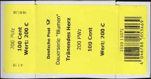 2547 Coeur larmes 100 Banderole / autocollant, indication PWz, avec date et heure