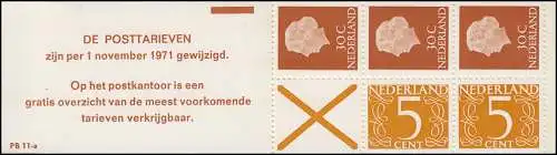 Markenheftchen 11-a Königin Juliane und Ziffer 1971, Reklame mit PB 11-a, **