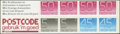 Carnet de marque 26 chiffres 1980 avec publicité POSTCODE et PB 25A, **