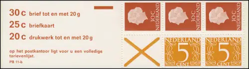 Carnets de marque 11-b Reine Juliane et chiffre 1971, publicité avec PB 11 b, **