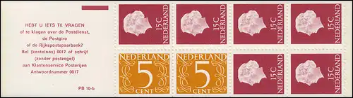 Markenheftchen 10y Juliane und Ziffer 1971, PB 10-b, gelb **