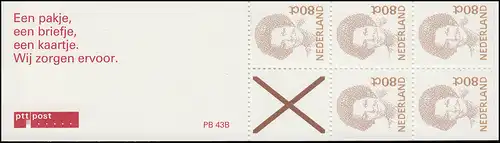 Carnets de marque 44 Reine Beatrix 1991 avec publicité Wij zorgen ... et PB 43B, **