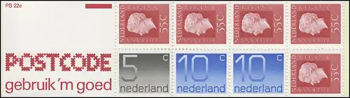 Carnets de marques 23 Juliane et chiffre 1976 avec publicité POSTCODE et PB 22c, **