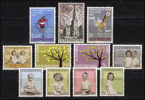 655-665 Luxemburg-Jahrgang 1962 komplett, postfrisch