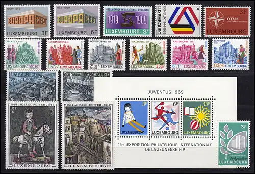 785-803 Luxemburg Jahrgang 1969 komplett, postfrisch