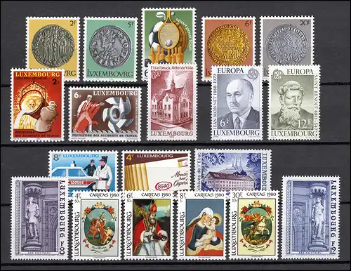 1003-1021 Luxembourg millésime 1980, complet, frais de port