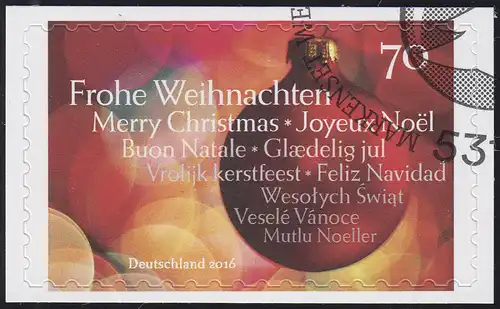 3270 Weihnachtskugel 2016, selbstklebend auf neutraler Folie, EV-O Bonn