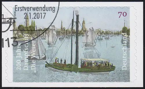 3279 Dampfschiff Die Weser, selbstklebend auf neutraler Folie, O