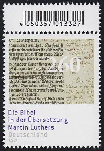 3277 Luther-Bibel, Marke mit Codierfeld, ** postfrisch