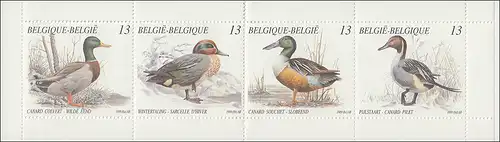 Belgien-Markenheftchen 30 Vögel - Enten 52 Franc 1989, **